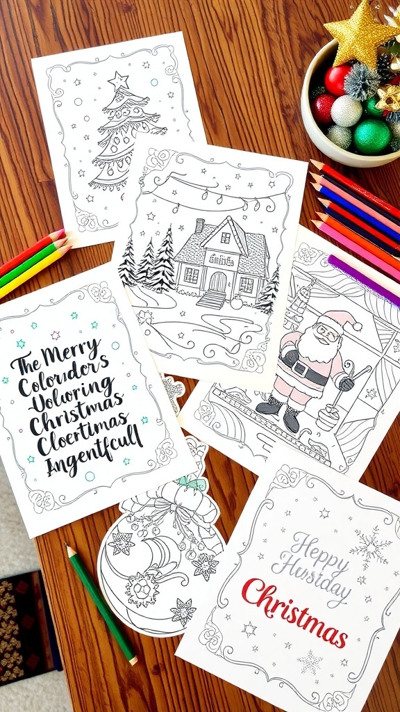Christmas Coloring Pages for Older Kids A collection of Christmas coloring pages for older kids, showcasing detailed designs ready to be colored.